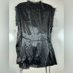 Linea Donatella  Black Satin Robe with Lace Detail Photo 8
