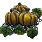 Pumpkin patch brooch enamel over pewter by AJMC. Orange Photo 0