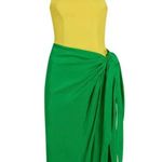 Rosie Assoulin Sarong Cut Out Midi Dress Green Yellow Womens Size 8 Photo 14