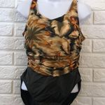 Beach‎ Cabana tropical hunter green bathing suit Size L Photo 0