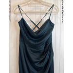 Lulus NWT  Moments of Beauty Dark Teal Satin Cowl Neck Tulip Maxi Dress Size M Photo 5