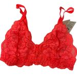 We Are HAH Chi Bralette Fried Salmon Pink Floral Lace Sheer Adjustable XS NEW Photo 3