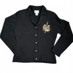 Susan Bristol Vintage Wool Blend  Cardigan Embroidered Floral Sweater Small Photo 0