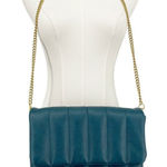 Fawn Design The Quilted Clutch Teal Matte Vegan Leather Crossbody Purse Blue Photo 0