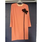 Vintage William Pearson Dress Womens 12 Long Sleeve Lined Bow 90s Orange Photo 1
