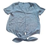 Madewell  Novel Tie-Front Top in Stripe Blue Moon Alby Stripe Size XS Lightweight Photo 2