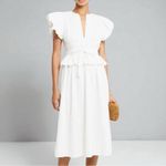 O.P.T Chic White Midi cotton Dress with Ruffle Detail small New Photo 2