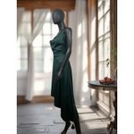 Lulus   Sereno Green  Satin Cowl Neck Asymmetrical‎ Midi Dress Sz Small Photo 2