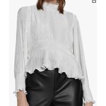 ZARA  | White High Neck Pleated Smocked Blouse | Size Medium Photo 1