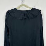 J.Crew Goldie Top Satin Viscose Ruffle Collar Long Sleeve Black Medium NWT Photo 7