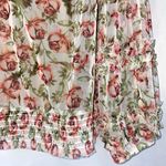 INC New  Floral Mesh Ruffle Tie Neck Peasant Top Camisole Lining White Pink Photo 7