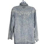 VTG Andiamo Italia Acid Wash Pearl Beaded Embellished Jacket Women’s S Blue Photo 5