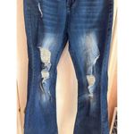 Distressed Blue Flared Jeans Medium M Stretch Denim Casual Womens Pants Photo 1