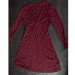 Chetta B Silk Long Sleeve Dress V-neck Ruched in Red and Black Print 8 Photo 4