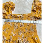 Flynn Skye Justine Romper Women's Medium Orange Floral Puff Sleeve Smocked RTR Photo 6