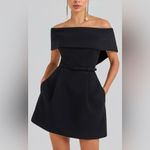 NEW Nadine Merabi Harper Black Off The Shoulder Mini Belted Dress Size S US 4 Photo 3
