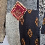 White Stag Patchwork Chenille Jacket L Boho Artsy Textured Button Front Coat Photo 9