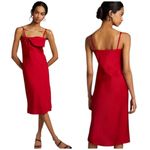 Hutch  Anthropologie Dress Women XS‎ Red Satin Bow Front Slip Midi NWT Party Photo 1