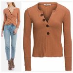 Free People NEW We the Free Oliver Boucle Ribbed Long sleeve Henley in Clay, XS, MSRP $58 Photo 1