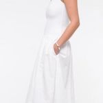 J.Crew Fitted Knit Dress with Poplin Skirt In White Bubble Hem Midi Dres… Photo 2