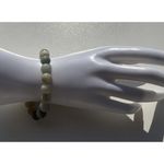 Jade MultiColor Jade Gray Cream Brown Stone Round Bead Bracelet Size 6.5 Green Photo 6