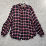 Loft  Puff Sleeve Plaid Button Up Shirt Casual Preppy Office Travel‎ Women's M Photo 0