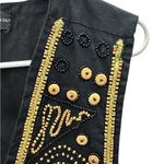 Vintage AJ Cotton Embellished Beaded Vest Black Boho Festival Western Womens XL Photo 10