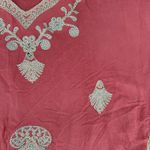 American Vintage Pink Embroidered Cotton Tunic Dress Boho Kurti Midi Sequin 3/4 Sleeve Large Photo 8