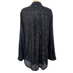 Guess  Sequin Button Up Collared Boyfriend Holiday Oversized Blouse Top Glam Sz M Photo 7