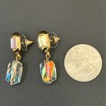 Swavorski Vintage SWAROVSKI Swan Signed Gold-tone Aurora Borealis AB Crystal Drop Earrings Photo 3
