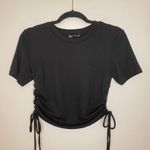 ZARA  Ruched Side Tie Crop Top, Black, Size L, NWOT Photo 1