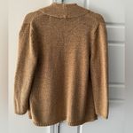 August Silk Metallic Open Front Cardigan M Evening Camel Gold Coastal Grandma Photo 2