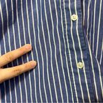 ✨ Texas Cotton Women’s Blue White Striped Button Down Shirt Medium Blue Photo 5