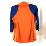Nba  New York Knicks Womens Top Harwood Classics Throwback 3/4 Slv Orange Blue L Photo 1