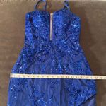 Women’s Blue Sparkly Mermaid Fit Prom Party Dress CrissCross Straps Size 2 Photo 8