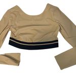 JoyLab  Women's Tan and Black Cropped Long Sleeve Shirt - Size Medium - NWT Photo 0