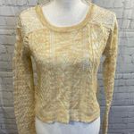 Delia's  Sweater Cropped Open Knit Peach & White-Small Photo 0