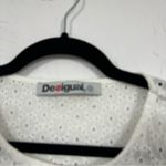 Desigual  White Eyelet Short Sleeve Blouse Womens M Casual Beachy Summer Top Photo 4