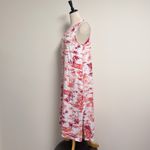 Cuddl Duds White Coral Beach Scape V Neck Sleeveless Midi Dress Large Palm Trees Photo 3