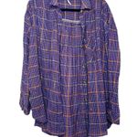 Free People  Women's Break My Stride Button Up Shirt, Violet Combo Photo 2