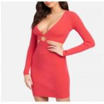 Bebe  Porcelain Rose‎ Cutout Ribbed Bodycon Midi Dress Photo 1