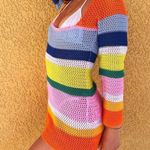 Women's Multicolor Crochet Long Sleeve Square Neck Beach Dress Size L Size L Photo 0