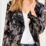 Evereve Marrakech Tie Dye Amber‎ Moto Jacket Black Gray Size Medium Photo 0
