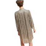 Sabina Musayev Anthropologie Eugine Shirt Dress Metallic Pleated size small Photo 7
