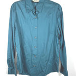 Eddie Bauer  Teal Long Sleeve Button Down Shirt Women Size L 100% Cotton Photo 0