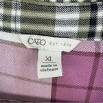 Cato  Patchwork Multi Plaid Button Up Shirt XL Rayon Long Sleeve Photo 8