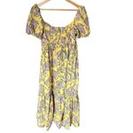 ZARA  Midi Dress Size M Yellow Paisley Smocked Puff Sleeve Cottagecore Garden Photo 3