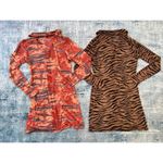 Wild Fable  Long Sleeve Button Front Mesh Dress Orange Tie Dye Animal Lot of 2 XS Photo 1