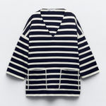ZARA  STRIPED KNIT CROPPED TUNIC WITH POCKETS in Black/White Photo 0