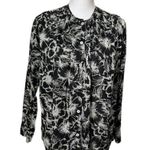 Mille NWT Florian Floral Top Women’s Size XS Black Hibiscus Button Front Blouse Photo 2